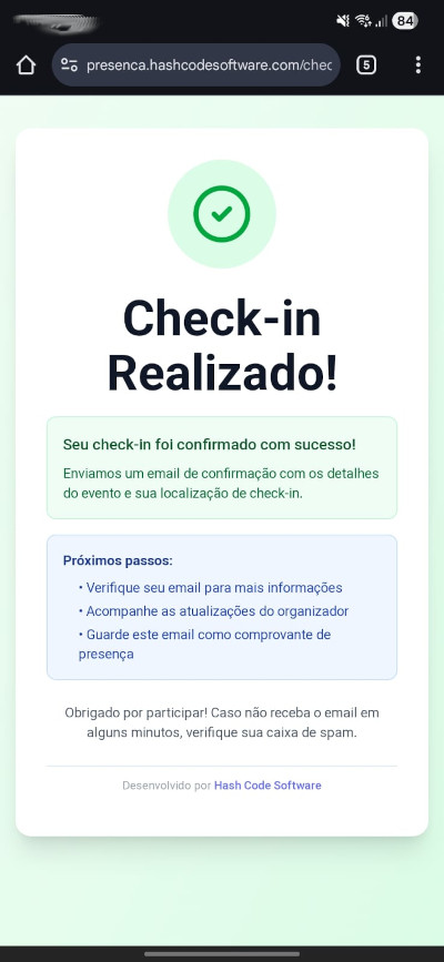 Sucesso do check-in