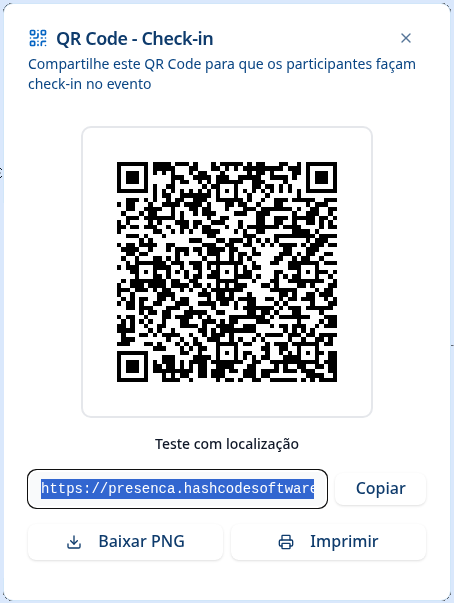 QR Code e Opções de Compartilhamento